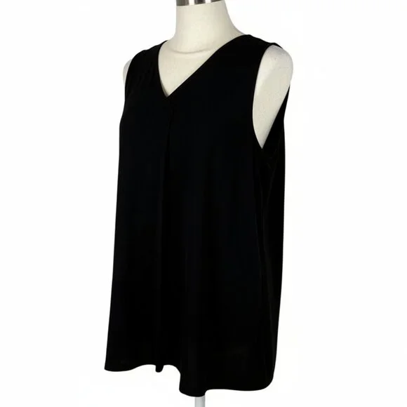 Like new Eileen Fisher Black 100% Silk Minimalist V-Neck Tunic Top XS - Picture 4 of 10